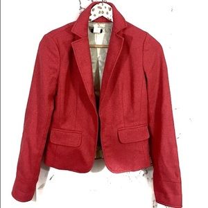 J. Crew Red Herringbone Ecole Wool Blazer